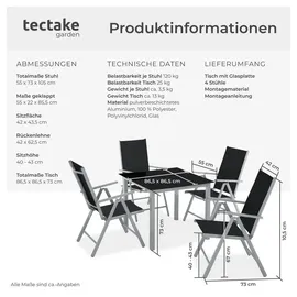 Tectake Sitzgruppe 5-tlg. silber/grau