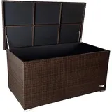 RS Trade® exclusive 'Venezia' 950 L Polyrattan Garten Kissenbox aufbewahrungsbox wetterfest und wasserdicht 146 x 83 x 80 cm, Box mit verstärktem Deckel und Gasdruckfedern, Java Braun