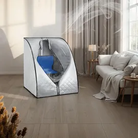 Tectake tectake® Mobile Dampfsauna ThermaLuxe II, 1000 W, Stecksystem, mit Aufbewahrungsfach, inkl. Fernbedienung, Matte, Klappstuhl und Tragetasche