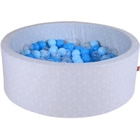 Knorrtoys Bällebad soft geo cube grey inkl. 300 Bälle soft blue/blue/transparent