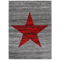 Vimoda Rot Trendiger Kurzflor Teppich, Sternmuster jugenzimmer Grau Plegeleicht,