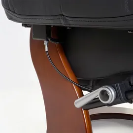 Robas Lund Relaxsessel Calgary 2, Fernsehsessel Sessel, Echtleder 150kg belastbar ~ schwarz, Walnuss-Optik