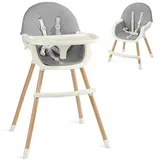 OUNUO Hochstuhl Baby 2 in 1 Kindersitz Multfunktional Kinderstuhl Kinderhochstuhl grau