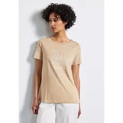 T-Shirt STREET ONE, Damen, Gr. 42, coastal beige, Jersey, Obermaterial: 50% Baumwolle, 50% Modal, casual, Rundhals, Shirts