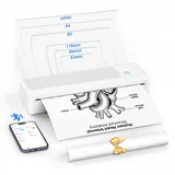 LFPERT Thermodrucker, Drucker ohne Patronen, Thermodrucker A4 mit Android & iOS für Büro, Schule, Zuhause, Kompatibel mit Handys, Tablets, Laptops & PC, Bluetooth & USB Verbindung, Weiß