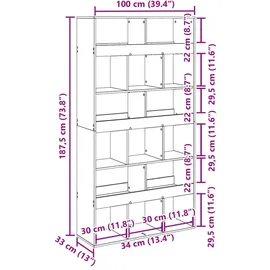 vidaXL Bücherregal Raumteiler 100 x 33 x 187,5 cm Braun