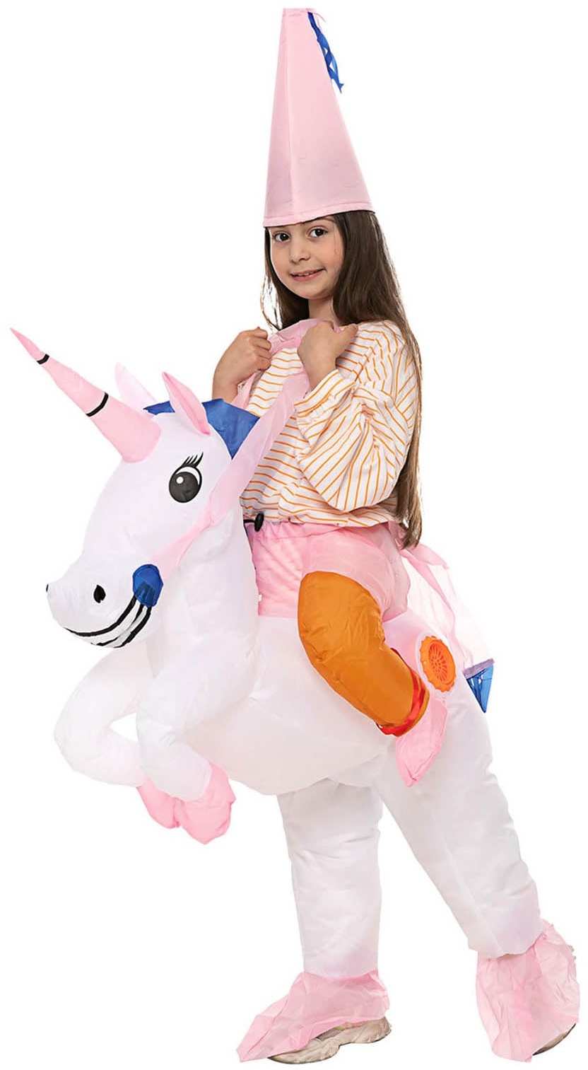 AirSuit® Aufblasbares Einhorn Kostüm für Kinder | Größe 90-120cm | Kostüm für die Kostümparty | Aus strapazierfähigem Polyester - angenehm zu tragen | Inklusive Aufblassystem | OriginalCup®