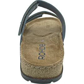 ROHDE Pantolette Leder Kork Klettverschluss Glitzer Soave 5414, Größe:41 EU, Farbe:Blau - 41