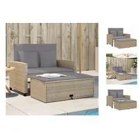 vidaXL Gartensofa mit Kissen 2-Sitzer Beige Poly Rattan