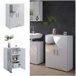 Vicco Spiegelbadschrank Kommode Badezimmermöbel Irma Weiß Hochglanz modern 60x81 cm Badezimmer Schrank Badmöbel Schranktür Schrankfach Ablage Aufbewahrung Dekospiegel