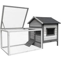 Wiltec Freilaufgehege Hasenstall 146 x 75 x 83 cm hellgrau