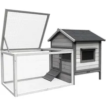 Wiltec Freilaufgehege Hasenstall 146 x 75 x 83 cm hellgrau