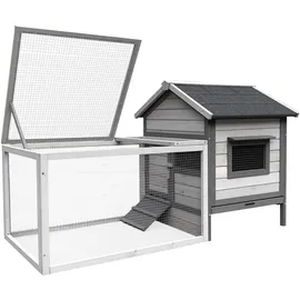 Wiltec Freilaufgehege Hasenstall 146 x 75 x 83 cm hellgrau