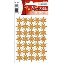 Herma Adventskalender Aufkleber Sterne Glitzer Gold 16 mm