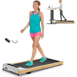 Goplus Walking Pad, Laufband Schreibtisch für Zuhause mit LED Display & Fernbedienung, 2,25PS & 1-10 km/h, Walking Treadmill bis 110kg belastbar f... - Schwarz/Naturbelassen