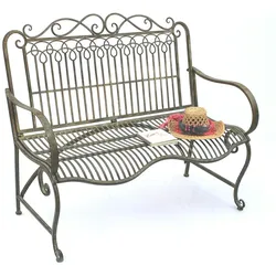 DanDiBo Bank aus Metall Gartenbank JC150014 Sitzbank Parkbank 2-Sitzer 110cm Patina Grün