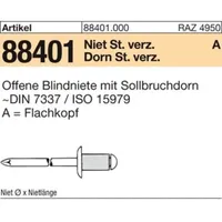 Industrial Quality Supplies Blindniete Stahl verzinkt Flachkopf A 4,8