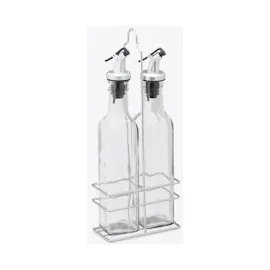 Relaxdays Essig und Öl Spender 2 in 1 mit Ausgießer Glas 2 x 250 ml transparent 29 x 11 x 6 cm