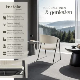 Tectake tectake® Armlehnstuhl, Webstoff, gepolstert, schlanke Stahlbeine, 60 x 58 x 85 cm