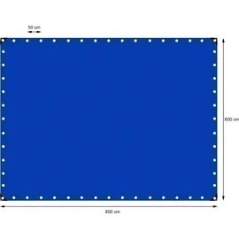 ECD Germany Abdeckplane Gewebeplane mit Ösen 6x8m 48m2 260g/m2 aus Polyethylen Schimmelresistent Wasserdicht - Blau