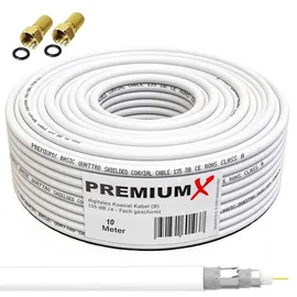 PremiumX Camping SAT Anlage Single LNB 10m Kabel 2x F-Stecker Tischhalter Masthalter Saugfuß im Koffer Camp Zubehör