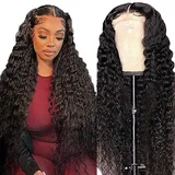 Lace Front Wig Deep Wave Wig Echthaar Perücke Human Hair Wig with Baby Hair 150% Density Pre Plucked Wig Brazilian Remy Hair Unprocessed Virgin Echthaar Perücke for Women 26 Zoll