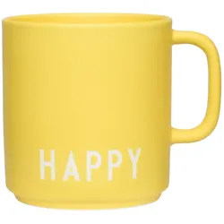 Design Letters - AJ Favourite Porzellan Becher mit Henkel, Happy / yellow
