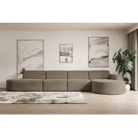Altdecor ECKSOFA, Braun, 3-Sitzer, L-Form, Ottomane rechts, 406x165 cm,