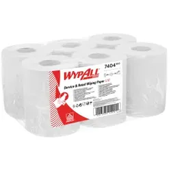 WYPALL® Reinigungstücher L10, mit Zentralentnahme, weiß, Perforierte Wischtücher mit Airflex Technologie für vielseitiges Wischen, 1 Paket = 6 Rollen à 390 Tücher