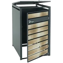 Mendler Mülltonnenverkleidung HWC-J81 68 x 117 cm gold
