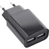 InLine InLine® USB Ladegerät Duo, Netzteil 2-Fach, 100-240V zu 5V/2.1A, schwarz