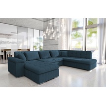 Mirjan24 Ecksofa Niko Bis Cord, Polsterecke mit Bettkasten und Schlaffunktion, Sofa, Polstergarnitur (Farbe: Poso 5, Seite: Links) - Blau