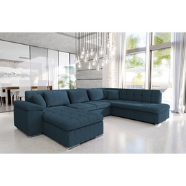 Mirjan24 Ecksofa Niko Bis Cord, Polsterecke mit Bettkasten und Schlaffunktion, Sofa, Polstergarnitur (Farbe: Poso 5, Seite: Links) - Blau