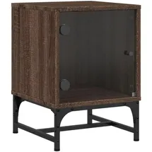 vidaXL Nachtschrank mit Glastüren 35 x 37 x 50 cm Braun Eichen-Optik