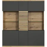 VCM Vitrine Norris 131 x 38 x 147 cm Anthrazit/Evoke Eiche