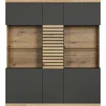 VCM Vitrine Norris 131 x 38 x 147 cm Anthrazit/Evoke Eiche