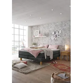 Hasena Boxspringbett 140-180 cm braun / Dunkelgrau, Liegefläche:140 x 200 cm, Topper:Superio-Topper