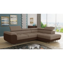 Sofnet Ecksofa Caris mit Schlaffunktion und einstellbare Kopfstützen, Wohnlandschaft mit Bettkasten, Couch, Sofa (Braun + Cappu... - Braun/Beige