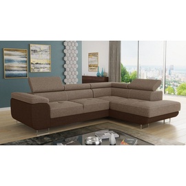 Sofnet Ecksofa Caris mit Schlaffunktion und einstellbare Kopfstützen, Wohnlandschaft mit Bettkasten, Couch, Sofa (Braun + Cappu... - Braun/Beige