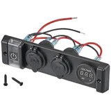 KFZ-Einbaukonsole mit Voltmeter und 2x USB-Anschlüssen und 12V-Bordspannungssteckdose