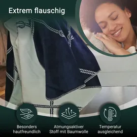 ZOLLNER Knotendesign Kuscheldecke 150 x 200 cm Blau
