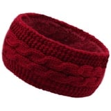 CHENGZI Plüsch Wolle Gestricktes Stirnband, Winter Stirnbänder Damen Zopfstrickstirnbänder, Winter Chunky Ohrenwärmer Geeignet für Alltag und Sport (Rot)