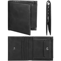 DOMIPHIE Geldbörse Herren Slim Wallet RFID Blocking Kohlefaser Leder Portemonnaie Herren mit Kartenetui, Ausweisfenster, Geldscheinklammer, Minimalistischer Geldbeutel Herren