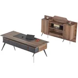 JV Möbel Arbeitszimmer-Set 2tlg Bürotisch Sideboard Stauraum, Braun Einfarbig