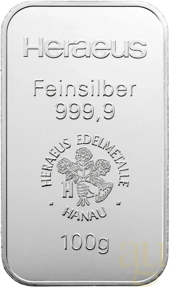 100 Gramm Silberbarren Heraeus