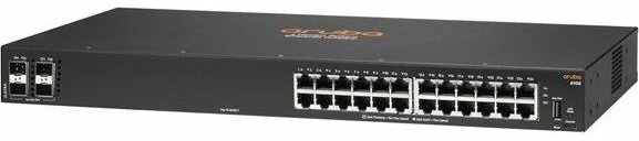 HPE E Aruba 6100 Switch 4 SFP+ Ports, 1 USB Type C Console Port, 1 USB Type A Host Port, Layer 2 (28 Ports), Netzwerk Switch, Schwarz