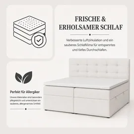 venasi Jessa Boxspringbett mit Bettkästen H2/H3 Matratze BEIGE - Beige