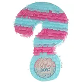 Juicy Products Gender Reveal Pinata - Piñata zum Befüllen mit Konfetti - Gender Reveal Party - Baby Shower Party Dekoration - Gender Reveal Deko - Boy or Girl - Fragezeichen (Blau und Pink)