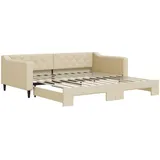 vidaXL Tagesbett Ausziehbar Creme 100x200 cm Stoff