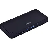 Unitek STACJA DOKUJĄCA USB 4 12W1 HDMI/DP 8K 4X USB-C 3XUSB-A SD POWERDELIVERY 100W (USB-C, 12 Ports), Dockingstation + USB Hub, Schwarz